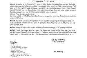 Thông tư 34/2010/TT-BNNPTNT Danh mục bổ sung giống cây trồng được phép