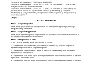 Circular No. 14/2010/TT-BGTVT providing for organization and management