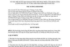 Quyết định 957/QĐ-TTg phê duyệt Quy hoạch tổng thể phát triển, ứng dụng