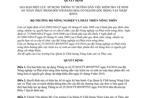 Quyết định 1794/QĐ-BNN-QLC gia hạn hiệu lực áp dụng thông tư hướng dẫn