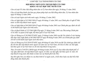 Nghị quyết 01/2010/NQ-HĐND chi tiếp khách nước ngoài tổ chức hội nghị Cần Thơ