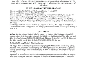 Quyết định 19/2010/QĐ-UBND sửa đổi Quyết định 36/2009/QĐ-UBND