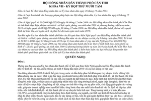 Nghị quyết 01/2010/NQ-HĐND nhiệm vụ kinh tế xã hội quốc phòng an ninh giải pháp 2010 Cần Thơ