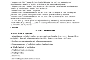 Circular No. 16/2010/TT-NHNN guiding the implementation of the Government's