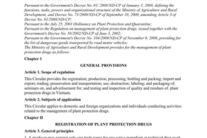 Circular No. 38/2010/TT-BNNPTNT providing for the management of plant protection