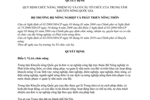 Quyết định 1816/QĐ-BNN-TCCB chức năng, nhiệm vụ cơ cấu tổ chức