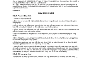 Thông tư 28/2010/TT-BCT hướng dẫn Luật hóa chất và Nghị định 108/2008/NĐ-CP
