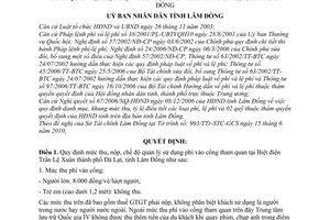 Quyết định 21/2010/QĐ-UBND  mức thu, nộp, chế độ quản lý sử dụng phí