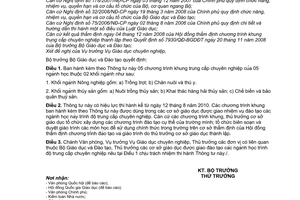 Thông tư 18/2010/TT-BGDĐT Chương trình khung trung cấp chuyên nghiệp