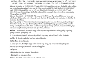 Thông tư 39/2010/TT-BNNPTNT hướng dẫn thiên tai, dịch bệnh nguy hiểm được hỗ trợ