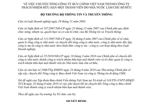 Quyết định 928/QĐ-BTTTT năm 2010 chuyển đổi Tổng công ty Bưu chính Việt Nam