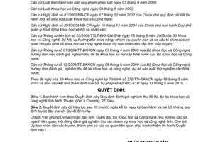 Quyết định 1028/2010/QĐ-UBND quy định đánh giá nghiệm thu đề tài khoa học