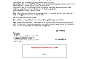 Thông tư 15/2010/TT-BGTVT Quy chuẩn kỹ thuật quốc gia Quy phạm giám sám