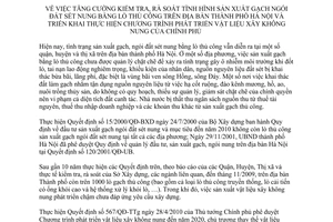 Chỉ thị 15/CT-UBND tăng cường kiểm tra, rà soát tình hình sản xuất gạch ngói