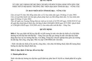 Quyết định 22/2010/QĐ-UBND chế độ trợ cấp đối tượng sinh viên