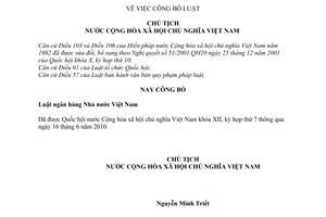 Lệnh 08/2010/L-CTN công bố Luật ngân hàng Nhà nước Việt Nam 2010