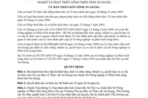 Quyết định 29/2010/QĐ-UBND chức năng nhiệm vụ quyền hạn cơ cấu Chi cục