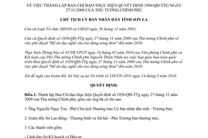 Quyết định 1590/QĐ-UBND thành lập Ban Chỉ đạo thực hiện Quyết định 1956/QĐ-TTg Sơn La