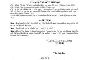 Quyết định 17/2010/QĐ-UBND  điều kiện, phạm vi hoạt động