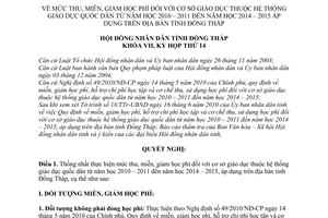 Nghị quyết 06/2010/NQ.HĐND  mức thu, miễn, giảm học phí cơ sở giáo dục