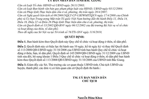 Quyết định 72/2010/QĐ-UBND Quy chế tổ chức và hoạt động ở thôn, tổ dân phố