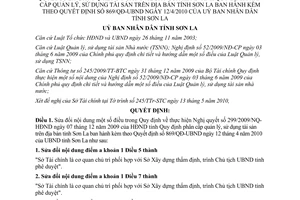 Quyết định 1296/QĐ-UBND 2010 sửa đổi quy định phân cấp quản lý sử dụng tài Sơn La