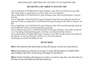 Quyết định 159/QĐ-UBDT Quy chế công tác văn thư