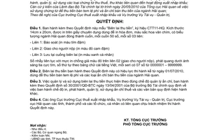 Quyết định 1105/QĐ-TCHQ mẫu Biên lai thu tiền