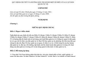 Nghị định 58/2010/NĐ-CP hướng dẫn Luật Dân quân tự vệ