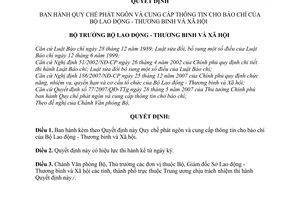 Quyết định 678/QĐ-LĐTBXH Quy chế phát ngôn cung cấp thông tin