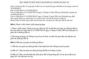 Thông tư 13/2010/TT-BKH mẫu báo cáo giám sát, đánh giá đầu tư