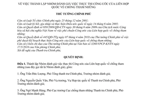 Quyết định 776/QĐ-TTg thành lập Nhóm đánh giá việc thực thi Công ước