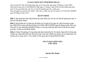 Quyết định 26/2010/QĐ-UBND mức chi cho các hội thi ngành giáo dục