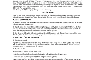 Quyết định 796/QĐ-TTg phê duyệt Chương trình nghiên cứu, điều tra