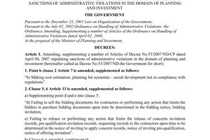 Decree No. 62/2010/ND-CP amending, supplementing a number of Articles of Decree