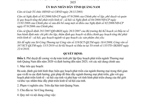 Quyết định 1836/QĐ-UBND 2010 kinh phí lập Quy hoạch phát triển thương mại 2020 2025 Quảng Nam