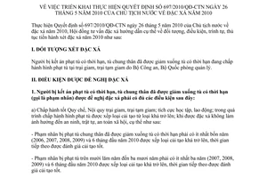 Hướng dẫn 211/HĐTVDX thực hiện Quyết định 697/2010/QĐ-CTN