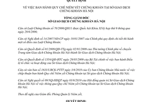 Quyết định 324/QĐ-SGDHN 2010 Quy chế niêm yết chứng khoán tại Sở Giao dịch Chứng khoán Hà Nội