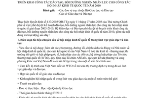 Kế hoạch 284/KH-BGDĐT triển khai Quyết định 137/2003/QĐ-TT Bộ Giáo dục và Đào tạ