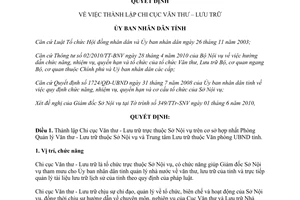 Quyết định 1070/QĐ-UBND năm 2010 thành lập Chi cục Văn thư lưu trữ Thừa Thiên Huế