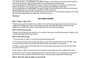 Thông tư 13/2010/TT-BGTVT quản lý các nhiệm vụ môi trường trong ngành giao thông