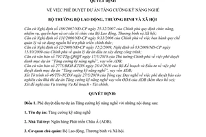 Quyết định 699/QĐ-LĐTBXH phê duyệt dự án Tăng cường kỹ năng nghề