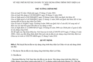 Quyết định 819/QĐ-TTg phê duyệt Dự án đầu tư xây dựng công trình thủy điện