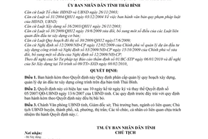 Quyết định 06/2010/QĐ-UBND phân cấp quản lý quy hoạch xây dựng