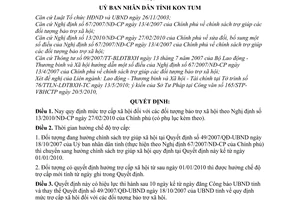 Quyết định 24/2010/QĐ-UBND mức trợ cấp xã hội các đối tượng bảo trợ