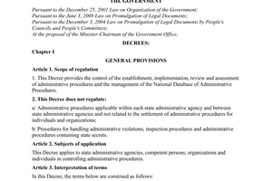 Decree No. 63/2010/ND-CP on controlling administrative procedures