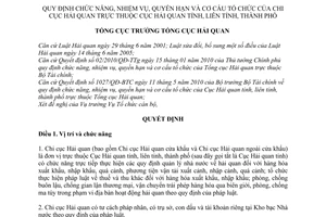 Quyết định 1169/QĐ-TCHQ chức năng nhiệm vụ quyền hạn cơ cấu tổ chức