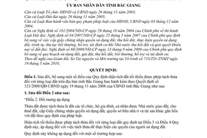 Quyết định 59/2010/QĐ-UBND sửa đổi Quy định kèm theo Quyết định 121/2008/QĐ-UBND