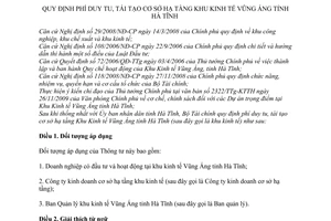 Thông tư 86/2010/TT-BTC phí duy tu, tái tạo cơ sở hạ tầng khu kinh tế Vũng Áng