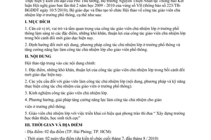 Kế hoạch 302/KH-BGDĐT công tác giáo viên chủ nhiệm lớp ở trường phổ thông